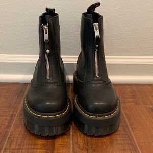 Dr Martens Jetta Black Zip Up Leather Platform Boots Size 7